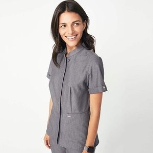 FIGS Lira Epaulet Camp Scrub Top